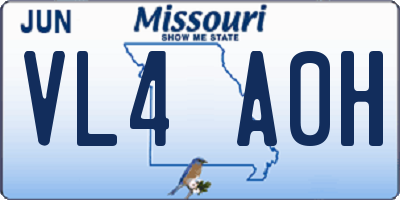 MO license plate VL4A0H