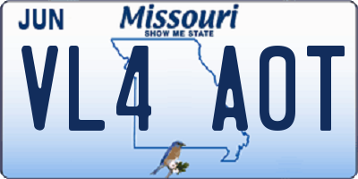 MO license plate VL4A0T