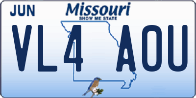 MO license plate VL4A0U