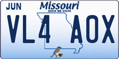 MO license plate VL4A0X