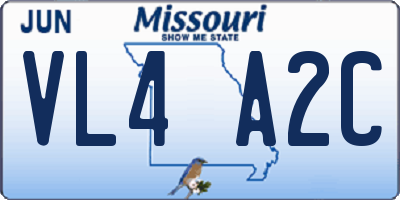 MO license plate VL4A2C
