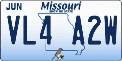 MO license plate VL4A2W