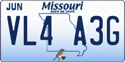 MO license plate VL4A3G