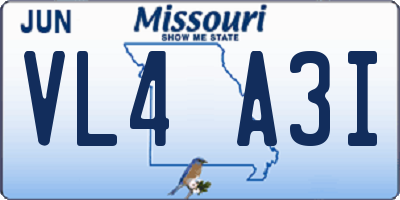 MO license plate VL4A3I
