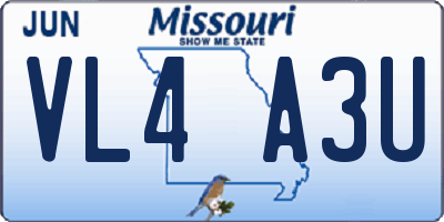 MO license plate VL4A3U