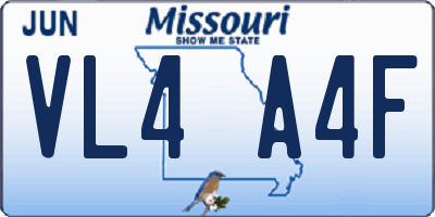 MO license plate VL4A4F