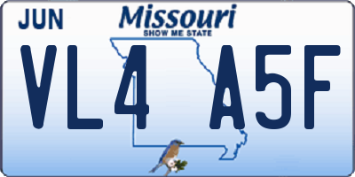 MO license plate VL4A5F