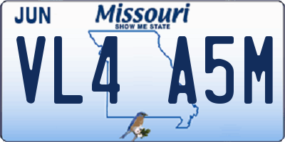 MO license plate VL4A5M