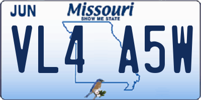 MO license plate VL4A5W