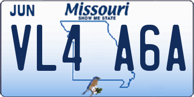 MO license plate VL4A6A