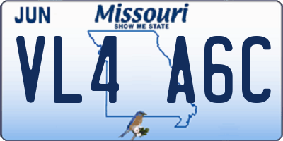 MO license plate VL4A6C