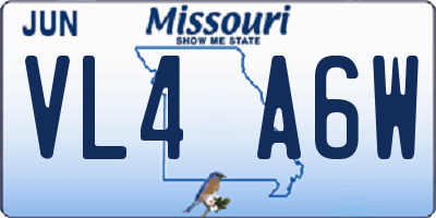 MO license plate VL4A6W