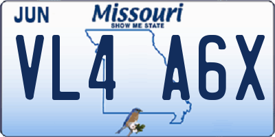 MO license plate VL4A6X