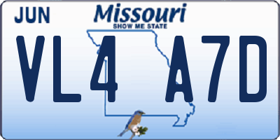 MO license plate VL4A7D