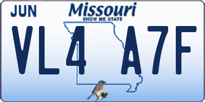 MO license plate VL4A7F