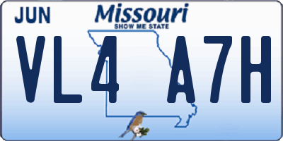 MO license plate VL4A7H