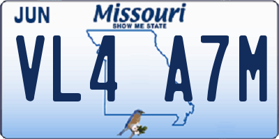 MO license plate VL4A7M
