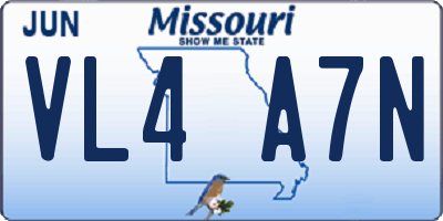 MO license plate VL4A7N