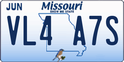 MO license plate VL4A7S
