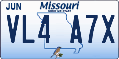 MO license plate VL4A7X