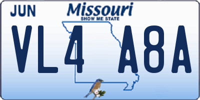 MO license plate VL4A8A