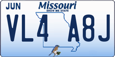 MO license plate VL4A8J