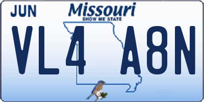 MO license plate VL4A8N
