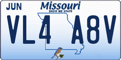 MO license plate VL4A8V