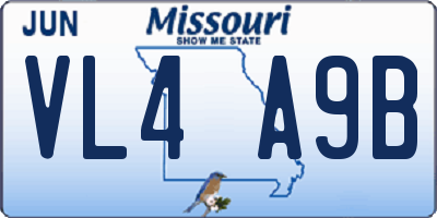 MO license plate VL4A9B