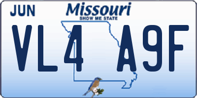 MO license plate VL4A9F