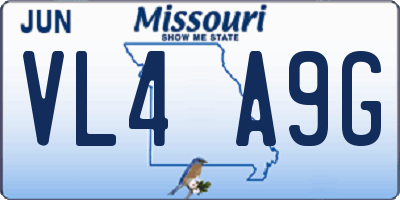 MO license plate VL4A9G