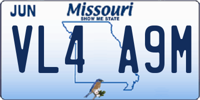 MO license plate VL4A9M