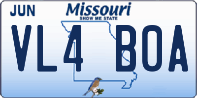 MO license plate VL4B0A