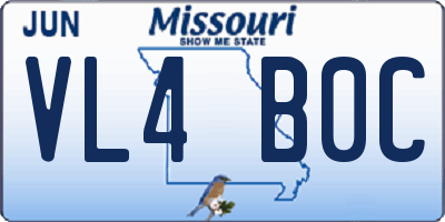 MO license plate VL4B0C