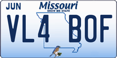 MO license plate VL4B0F