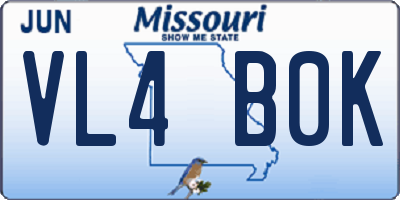 MO license plate VL4B0K