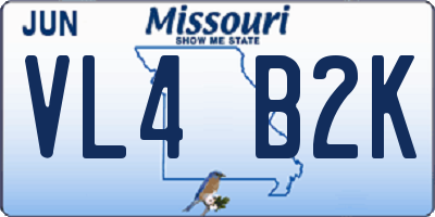 MO license plate VL4B2K