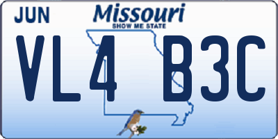 MO license plate VL4B3C