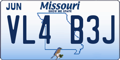 MO license plate VL4B3J