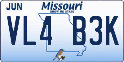 MO license plate VL4B3K