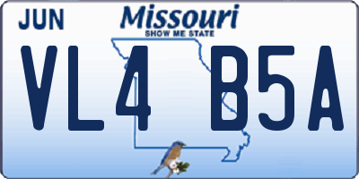 MO license plate VL4B5A