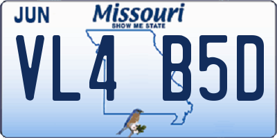 MO license plate VL4B5D