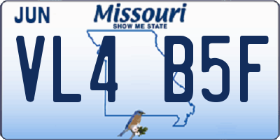 MO license plate VL4B5F