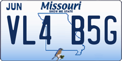 MO license plate VL4B5G