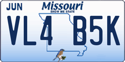 MO license plate VL4B5K
