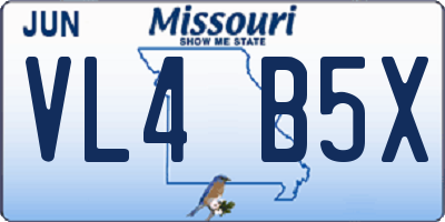 MO license plate VL4B5X
