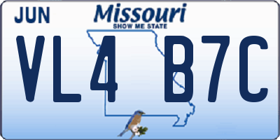 MO license plate VL4B7C