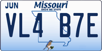 MO license plate VL4B7E