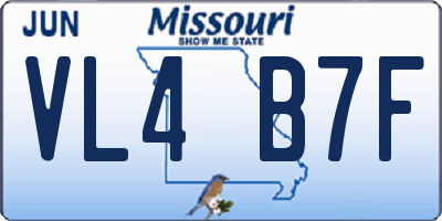 MO license plate VL4B7F