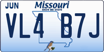 MO license plate VL4B7J